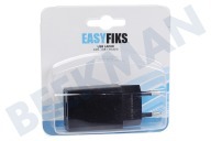 Easyfiks 50042816  Cargador USB 230 voltios 2.1A / 5 voltios 1 puerto negro adecuado para entre otros uso universal