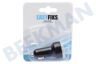 Easyfiks 50042866  Cargador USB 12 voltios, 3,1 A / 5 voltios 2 puertos negro adecuado para entre otros USB universal
