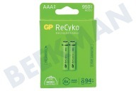 GP GPRCK95AAA646C2  LR03 ReCyko + AAA 950-2 pilas recargables adecuado para entre otros 950 mAh NiMH