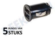 Universeel GNG105  Cargador de coche USB adecuado para entre otros uso universal Doble 5 voltios, 2,1 A, negro adecuado para entre otros uso universal