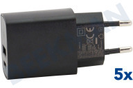 Universeel GNG371  Cargador USB adecuado para entre otros uso universal Cargador de pared USB-C + USB-A de 20 vatios, negro adecuado para entre otros uso universal