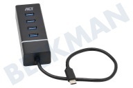 ACT AC6415  Hub de 4 puertos USB 3.1 Gen1 (USB 3.0) tipo C adecuado para entre otros USB tipo C 3.1, negro