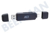 ACT AC6375  Lector de tarjetas USB3.1 con conector tipo C y tipo A adecuado para entre otros Conector tipo C y tipo A