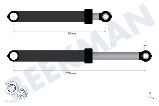 Constructa Lavadora Amortiguador 8mm, 3 piezas incluyendo pasadores