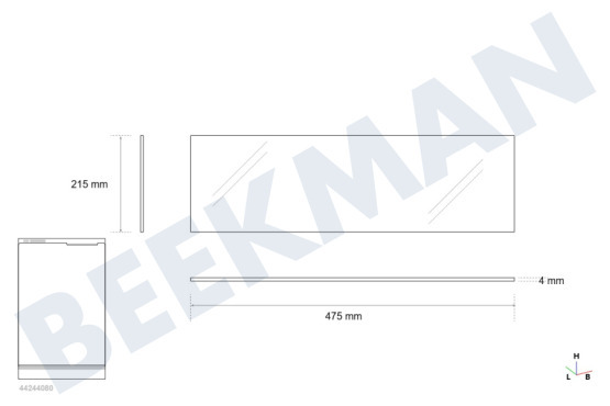 Onbekend Refrigerador Tabla de estante encima del cajón de verduras 475x215