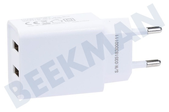 Easyfiks Cargador USB 230 Volt 2.1A / 5 Volt 2 puertos blanco