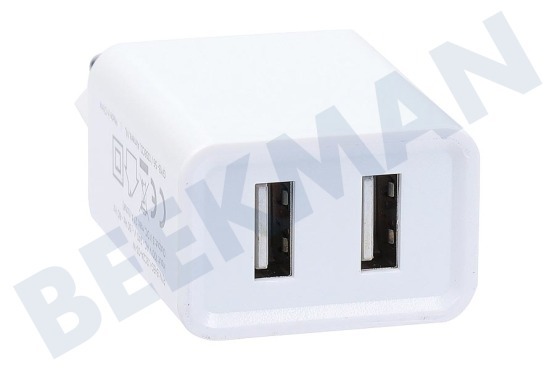 Easyfiks Cargador USB 230 Volt 2.1A / 5 Volt 2 puertos blanco