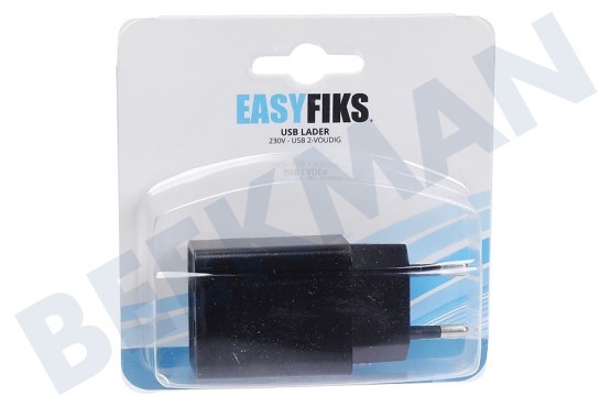 Easyfiks  Cargador USB 230 Volt 2.1A / 5 Volt 2 puertos negro