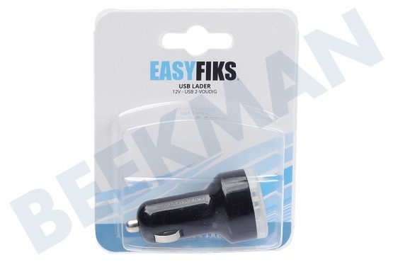 Easyfiks  Cargador USB 12 voltios, 3,1 A / 5 voltios 2 puertos negro