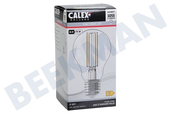 Calex 1101009500 Calex LED Lámpara estándar de filamento de vidrio completo transparente 8 vatios