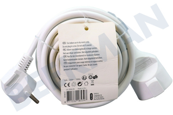 Exin Cable 3x1,5mm2 16A, blanco con tierra de seguridad 5 metros