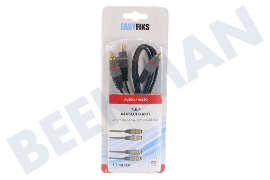 Easyfiks Tulip Cable 2x RCA macho-2x RCA macho, 1,5 metros