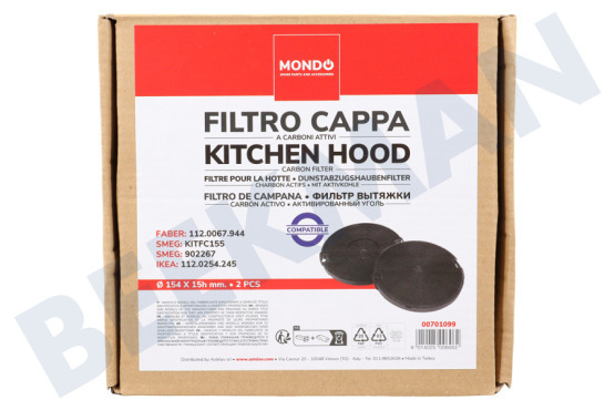 Zoppas Campana extractora Filtro de carbón EFF75