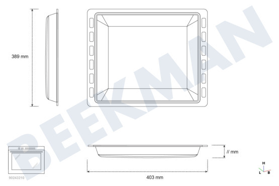 Whirlpool Horno-Microondas C00078391 Bandeja de horno Esmalte 403x389mm