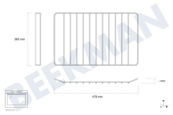 Whirlpool Horno-Microondas Rejilla Rejilla del horno 478x365mm