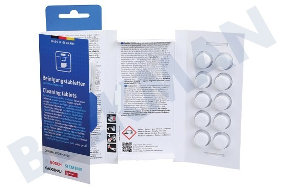 Bosch Cafetera automática 312015, 00312015 Descalcificador 4x250ml, 10 Pastillas limpiadoras