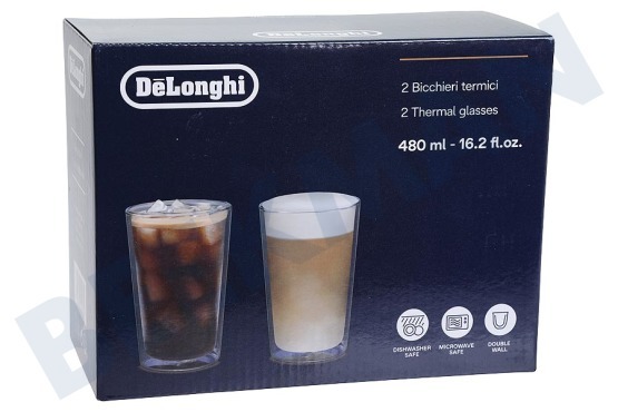 DeLonghi Cafetera automática DLSC319 Juego de vidrio térmico de doble pared