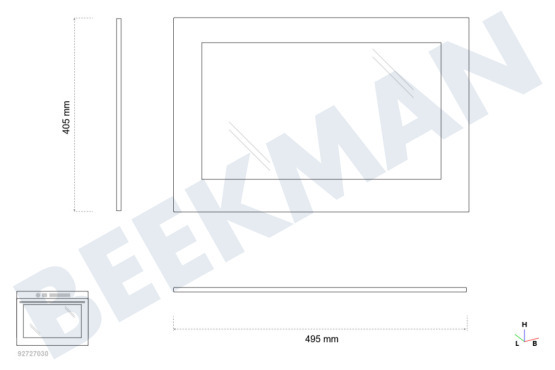Ignis Horno-Microondas Tabla de estante Ventana interior horno 495x405mm