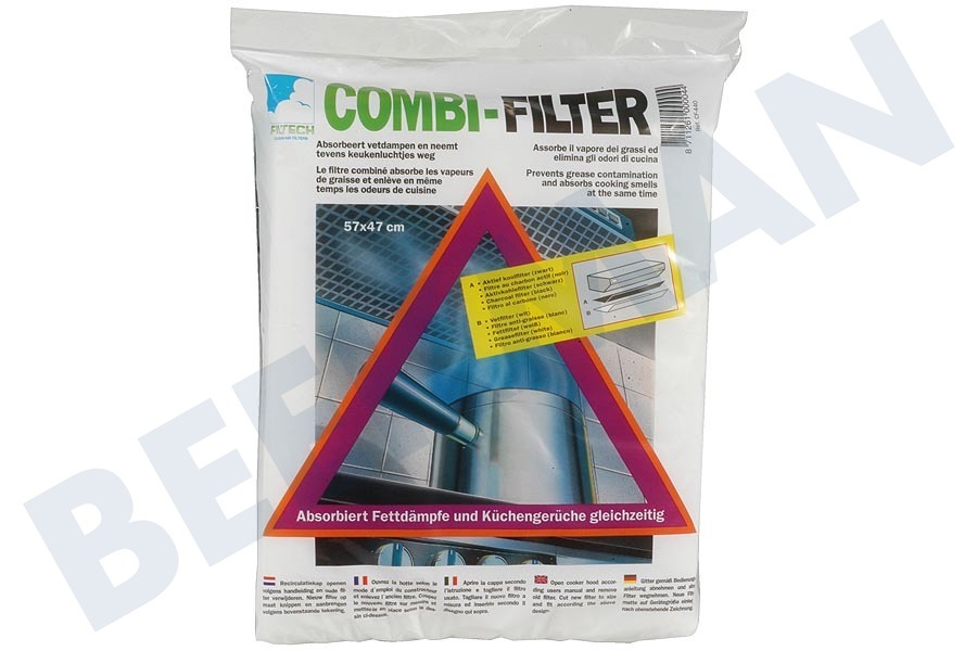 Filtech Campana extractora Filtro carbono -zwart- gruesa