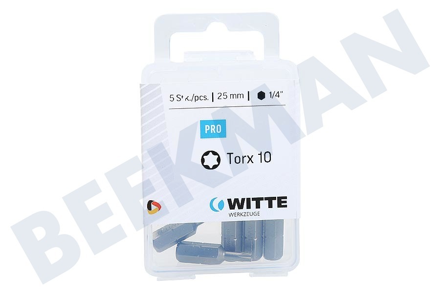 Witte 4295032 Brocas 1/4 pulgadas 25 mm Torx T10, 5 piezas