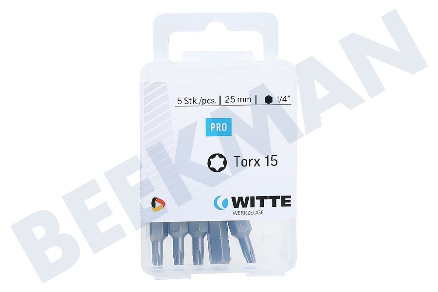Witte 4295042 Brocas 1/4 pulgadas 25 mm Torx T15, 5 piezas