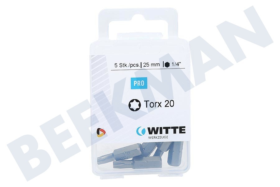 Witte 4295052 Brocas 1/4 pulgadas 25 mm Torx T20, 5 piezas