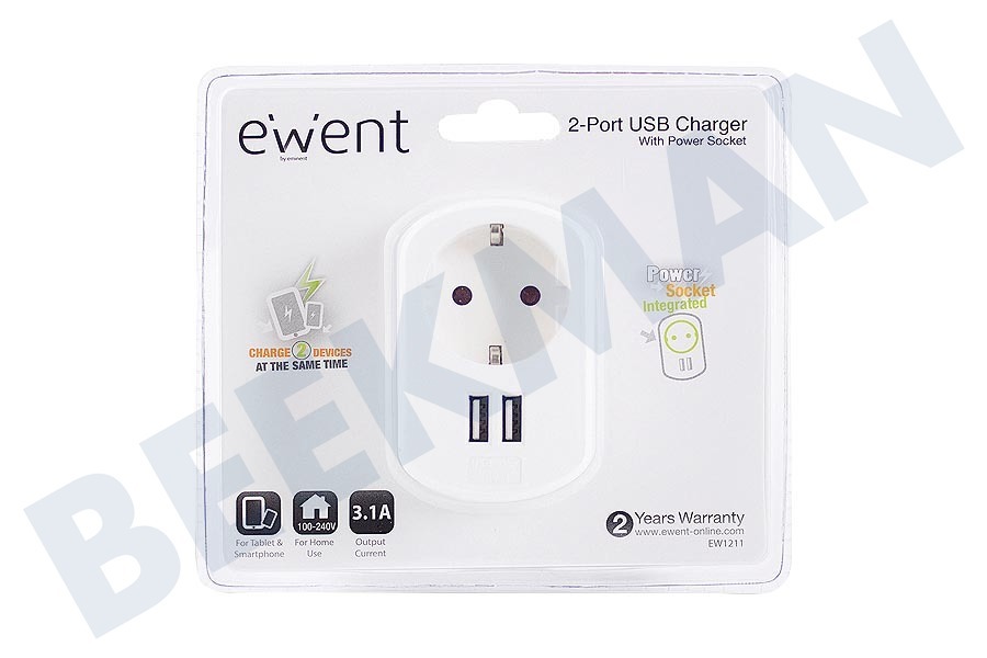 Ewent EWENT de 2 puertos USB cargador