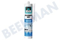 Bison 1491320  Sellador de silicona adecuado para entre otros tubo de pulverización BISONTE, sanitario transparente adecuado para entre otros tubo de pulverización