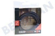 Calex 940242  Cable envuelto en textil Calex negro / gris 1,5 m adecuado para entre otros Max. 250V-60W