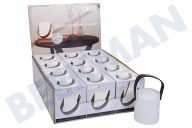 Calex  4001000600 Expositor de Lámpara de Mesa, 12 Piezas, Cristal Blanco Mango Negro adecuado para entre otros 3 pilas AA (no incluidas)