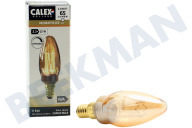 Calex  1201001600 Vela LED de Fibra de Vidrio C35 Dorada SMD Regulable E14 2,3 Vatios adecuado para entre otros E14 2,3 vatios, 65 lm 1800K
