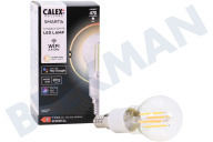 Calex 429112  Smart LED Filament Clear Bullet Lamp E14 Regulable adecuado para entre otros 220-240 voltios, 4,9 vatios, 470 lm, 1800-3000 K