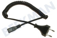 Universeel Cable adecuado para entre otros  Cable para afeitadora Braun, Philips, etc 2,5A, 230 Voltios espiral negro 1,8 metros adecuado para entre otros Cable para afeitadora Braun, Philips, etc