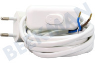 Q-Link 5421010  Cable de conexión con interruptor blanco 2x0.75mm 1.8 metros adecuado para entre otros 2x0.75mm2 600W