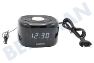 Lenco A003115 CR-12BK  Radio reloj FM con lámpara de noche negra adecuado para entre otros función de alarma dual, luz nocturna