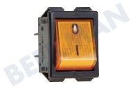 Universeel 432471  Interruptor adecuado para entre otros 16A, 250 voltios Grande + luz naranja, 4x6,3 mm Amperios adecuado para entre otros 16A, 250 voltios