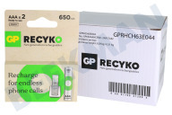 GP GPRCK65AAA680C2  LR03 ReCyko + AAA 650 - 2 baterías recargables adecuado para entre otros 650mAh NiMH