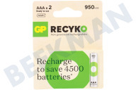 GP GPRCK95AAA628C2  LR03 ReCyko + AAA 950 - 2 baterías recargables adecuado para entre otros 950mAh NiMH