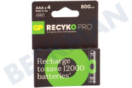 GP GPRCP80AAA758C4  LR03 ReCyko + Pro AAA 800 - 4 baterías recargables adecuado para entre otros 800mAh NiMH
