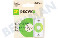 GP GPRCK300D703C2  LR20 ReCyko+ D - 2 baterías recargables adecuado para entre otros 3000mAh NiMH 1,2 voltios