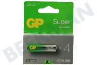 GP GPSUP15A763C4 LR06  Pila AA GP Super Alcalina 1,5 Voltios, 4 piezas adecuado para entre otros Penlite súper alcalino