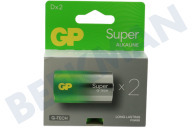 GP GPSUP13A142C2  LR20 Batería D GP Super Alcalina 1,5 Voltios, 2 piezas adecuado para entre otros Súper alcalino