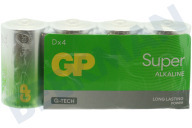 GP GPSUP13A313S4  LR20 Batería D GP Super Alcalina Multipack 1,5 Voltios, 4 piezas adecuado para entre otros Súper alcalino