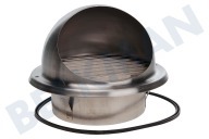 Universeel 62600311 Campana extractora Rejilla adecuado para entre otros 150 mm modelo de esfera Pared exterior parrilla de acero inoxidable adecuado para entre otros 150 mm modelo de esfera