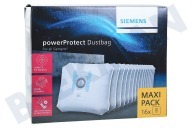 Siemens 17002855 Aspiradora VZ16GALL Bolsa de polvo PowerProtect Maxi Pack adecuado para entre otros Todos los tipos de serie G