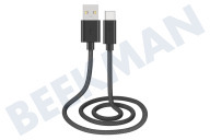 Musthavz  MHBRCABUSBAB Musthavz Cable trenzado USB-A a USB-C 1,0 metro 3A, negro adecuado para entre otros USB tipo A + tipo C