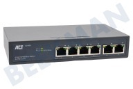 ACT AC4430  Conmutador de 6 puertos 10/100 Mbps 4 puertos PoE+ adecuado para entre otros 4 puertos PoE+