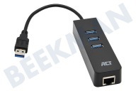 ACT AC6310  Hub USB 3.1 Gen1 de 3 puertos con puerto de red Gigabit adecuado para entre otros USB 3.1 Gen1