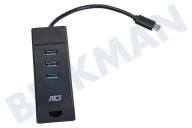 ACT  AC6400 Concentrador USB-C de 3 puertos y Ethernet adecuado para entre otros USB 3.2 Gen1 (5 Gbps), USB 3.1, USB 3.0 y USB 2.0