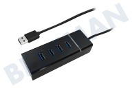 Ewent  EW1133 EWENT de 4 puertos USB 3.0 Hub adecuado para entre otros USB 3.0, Negro